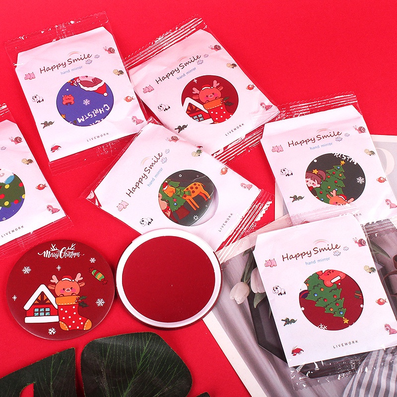 Gương Mini Nhiều Hình Dễ Thương, Gương Cầm Tay Họa Tiết Merry Christmas