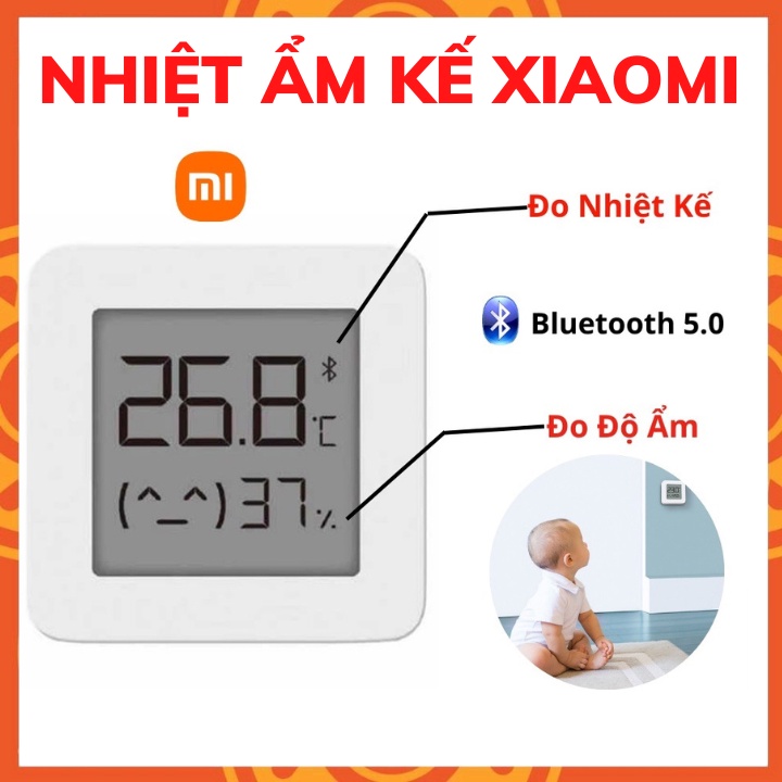 Nhiệt ẩm kế điện tử Xiaomi Mijia Gen 2 - Kết nối với điện thoại tiện lợi - Cảm biến nhiệt độ chính xác cao trong phòng