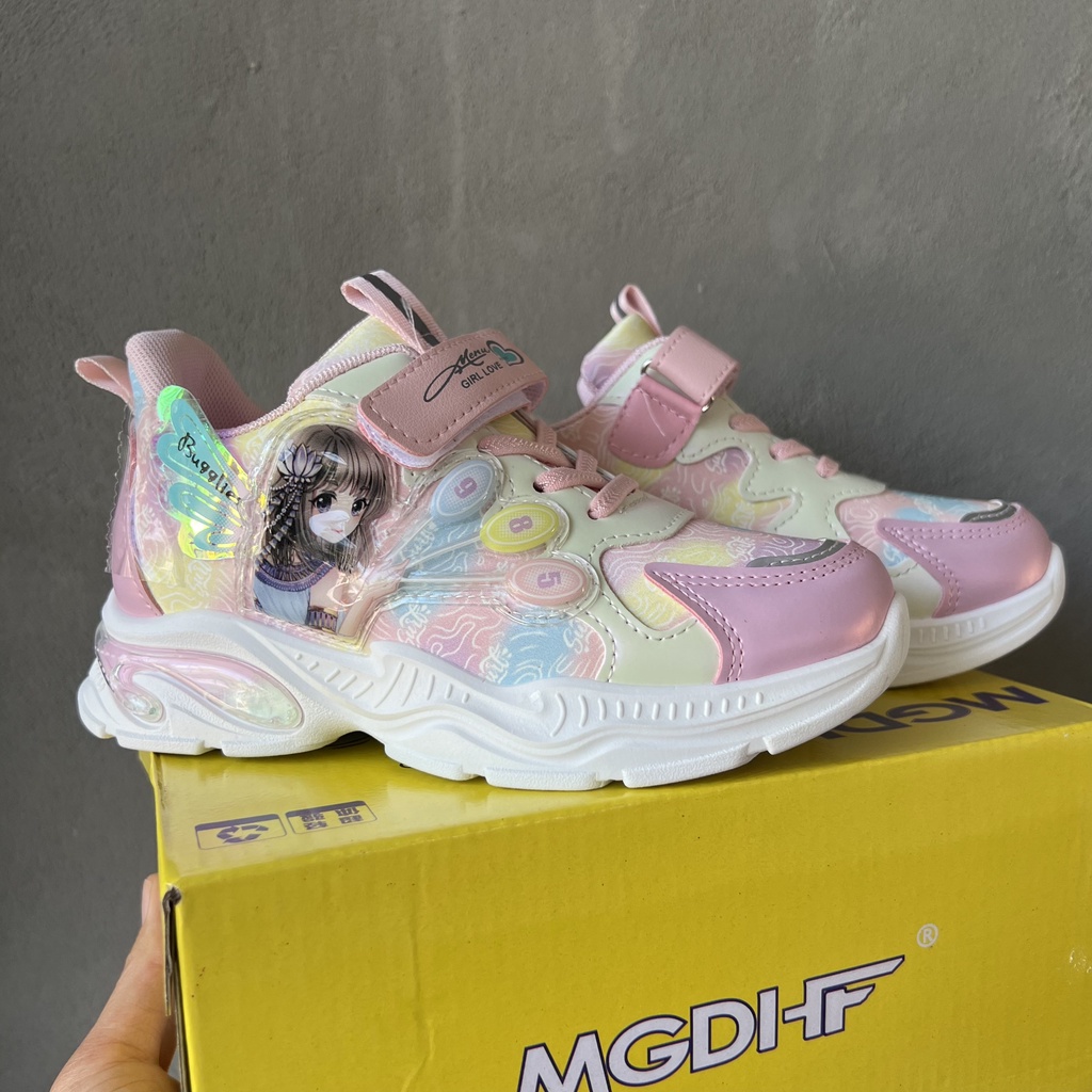 Giày thể thao bé gái công chúa quai dán QCCC fulll mẫu mới da PU mềm êm chân 810