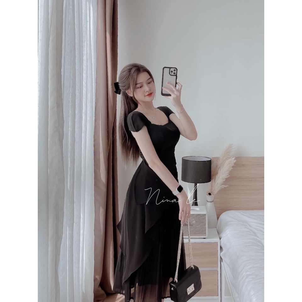 Sét Đồ Bộ Nữ Áo Bèo Vải Đũi Lụa  Kèm Chân Váy Voan Dập Ly  Thời Trang Kiểu Cách Đi Chơi