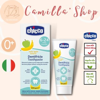 Kem đánh răng nuốt được Chicco hương táo chuối cho bé từ 6m+