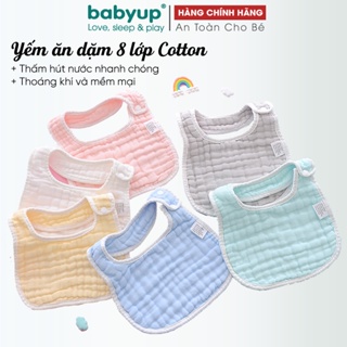 Yếm cho bé ăn dặm 8 lớp, hình chữ U, chống thấm cao cấp 100% Cotton