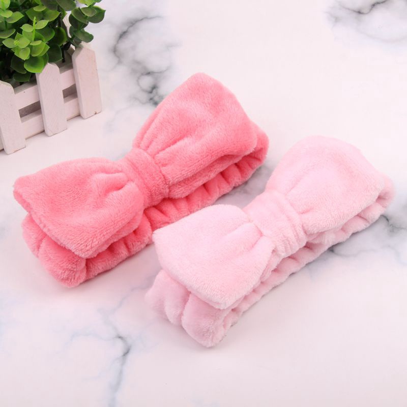 Băng đô rửa mặt vải nhung mẫu nơ trơn xịn mềm mịn dễ thương bờm turban cố định tóc co dãn