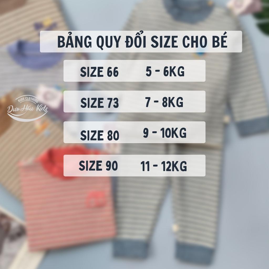 Bộ thu đông dài tay cotton nỉ dạ, bộ cotton cao cổ, cài vai size nhí cho bé từ 6 - 13Kg.
