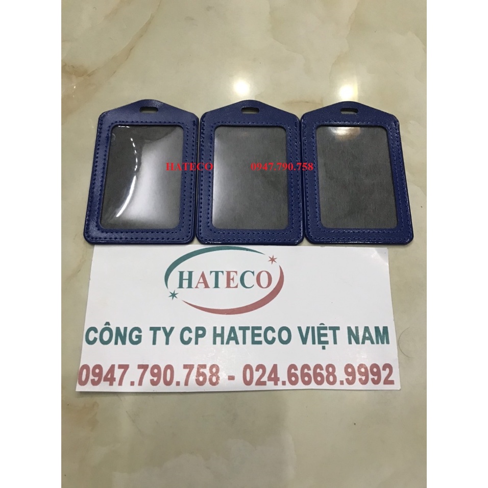 Thẻ da xanh 2 MẶT DỌC 8,6x5,4cm - NGANG - Bao đựng thẻ nhân viên, thẻ học sinh sinh viên bằng da cao cấp