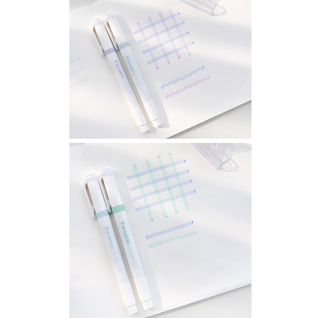 Set 4 bút highlight có nhũ Twinkle Rosy Posy - Miao's Little Forest