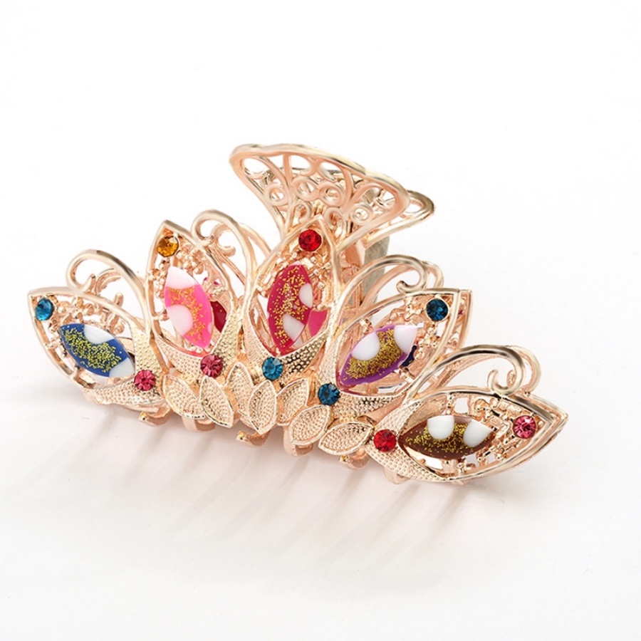 Kẹp Tóc Kim Loại Hình Hoa Đính Đá Vintage Cho Nữ