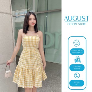 Đầm Caro Hở Lưng Vải Cotton Cao Cấp Mềm Mịn | Có Ảnh Chụp Tại Shop