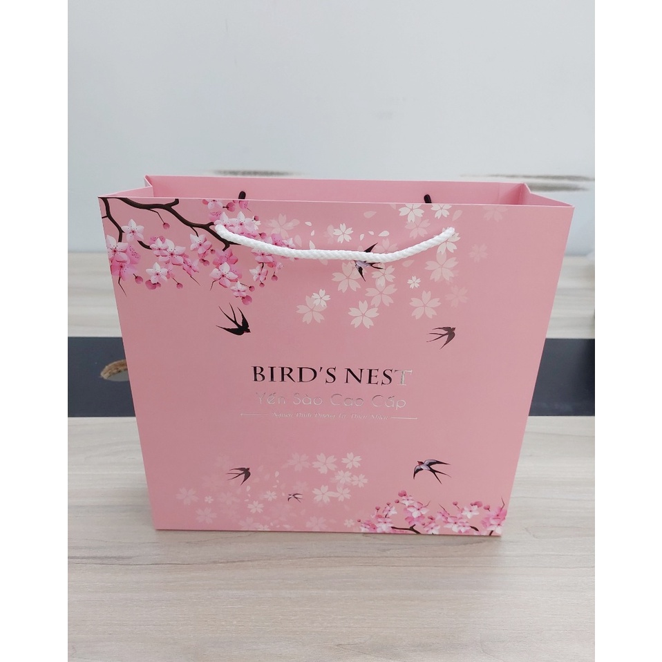 TÚI GIẤY ĐỰNG HỘP YẾN 100G - MÀU HỒNG ĐẸP, SANG TRỌNG, GIÁ TỐT