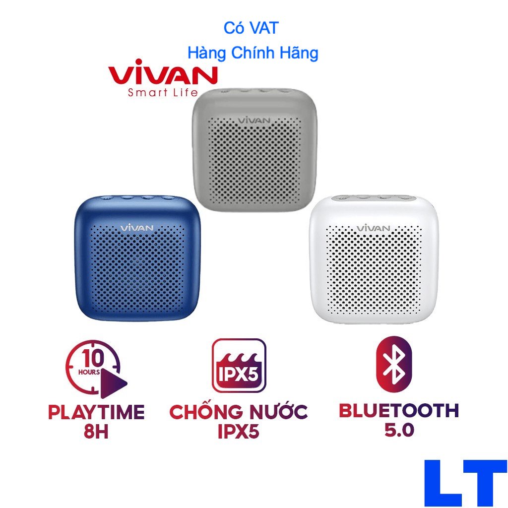 Loa TWS Bluetooth 5.0 VIVAN VS1 Chính Hãng Chất Âm Tốt Bass Mạnh Chống Nước IPX5 5W Chính Hãng