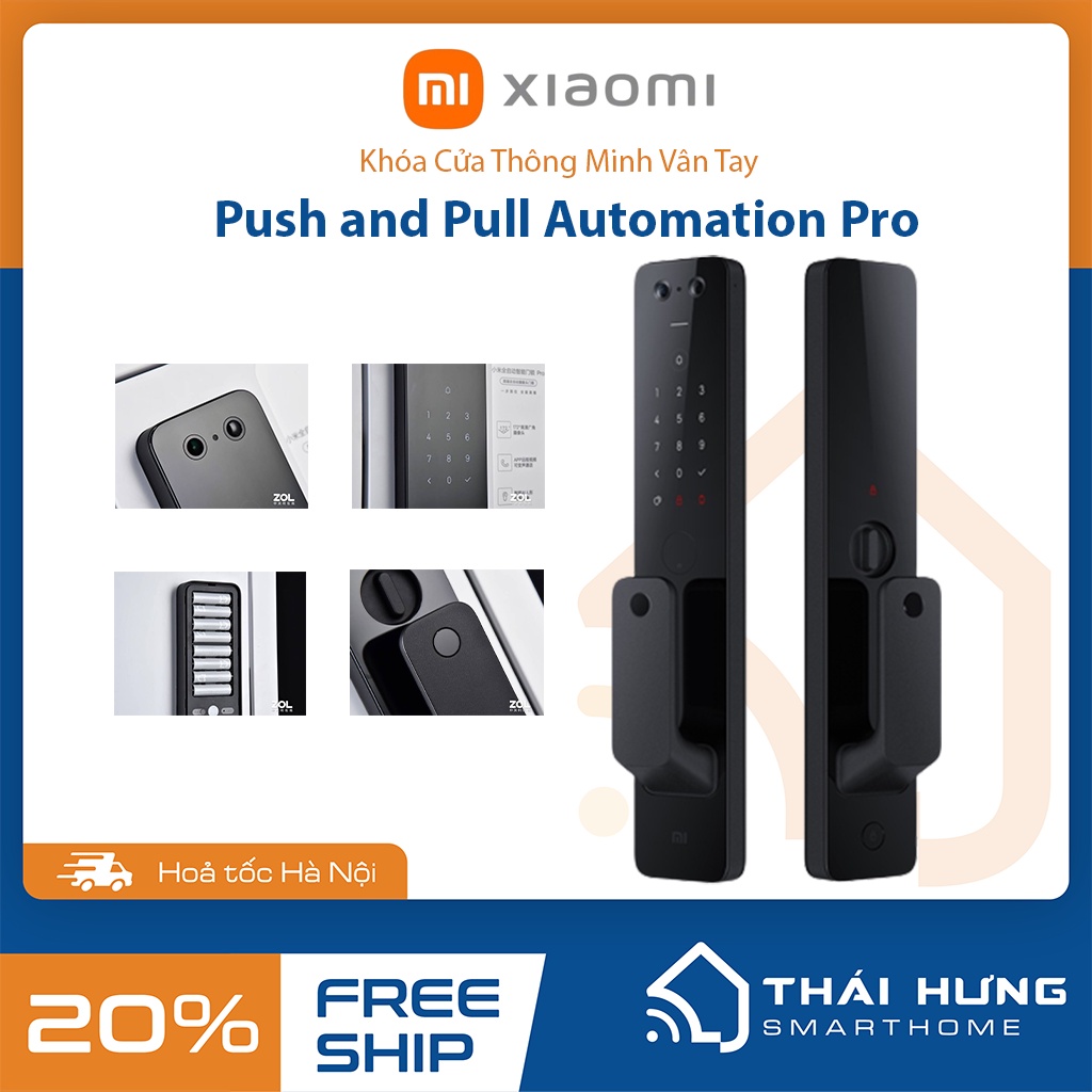 Khóa thông minh Xiaomi Mijia Push and Pull Auto Pro- mở qua vân tay, mật khẩu, chìa cơ, app điện thoại.