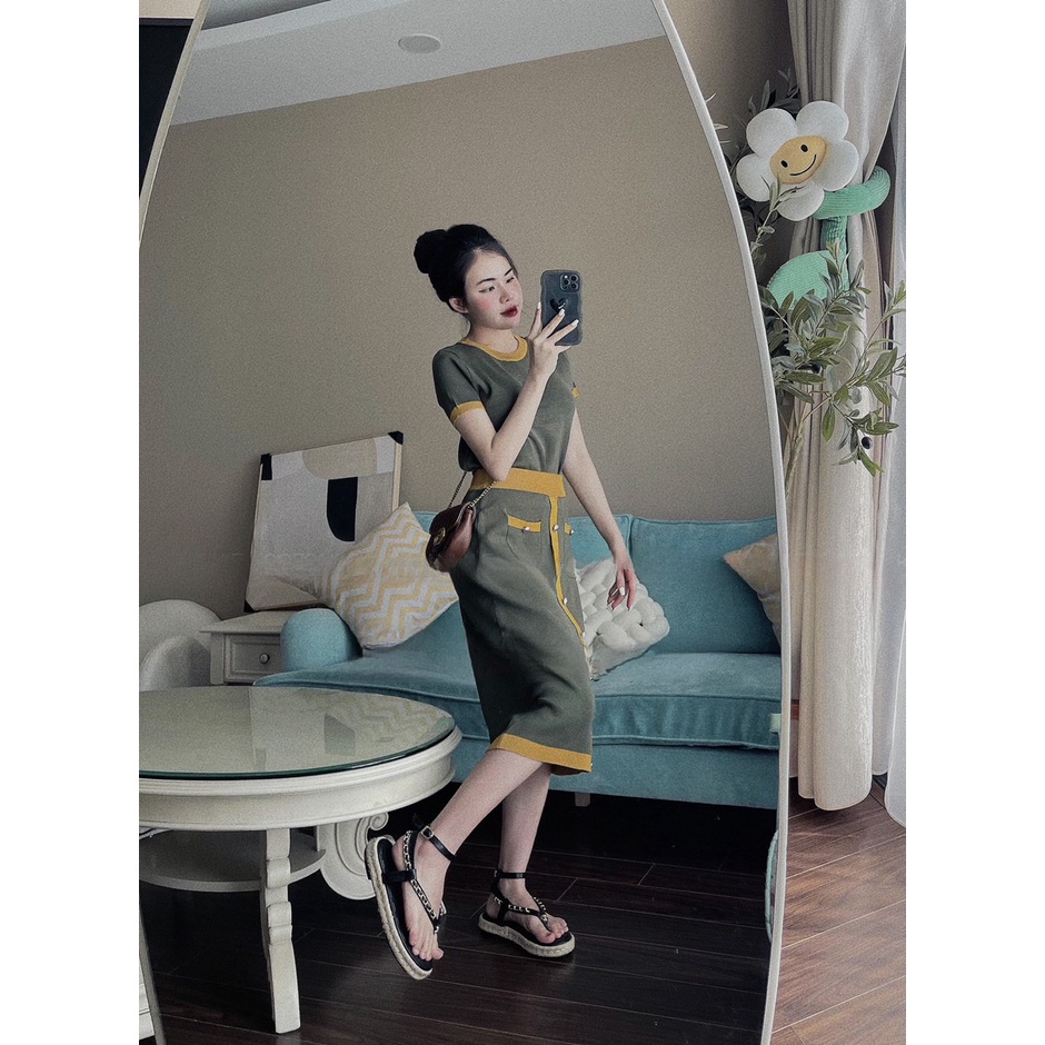 [ ẢNH TỰ CHỤP ] SÉT LEN RÊU VÀNG-LEN 54 - anvintageclothes