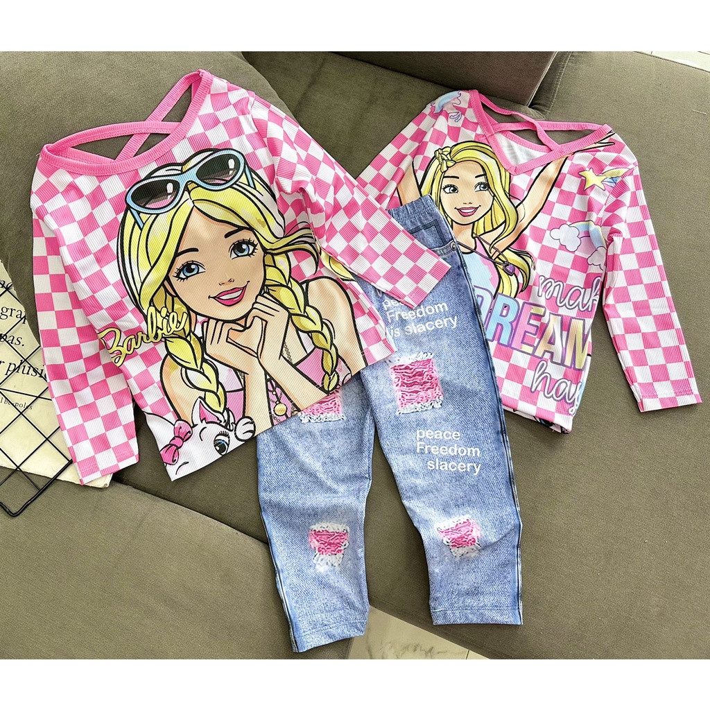 Bộ tay dài quần dài thun lạnh 3D siêu sang cho bé gái size đại 25-45kg-Quần áo trẻ em-Pikakids