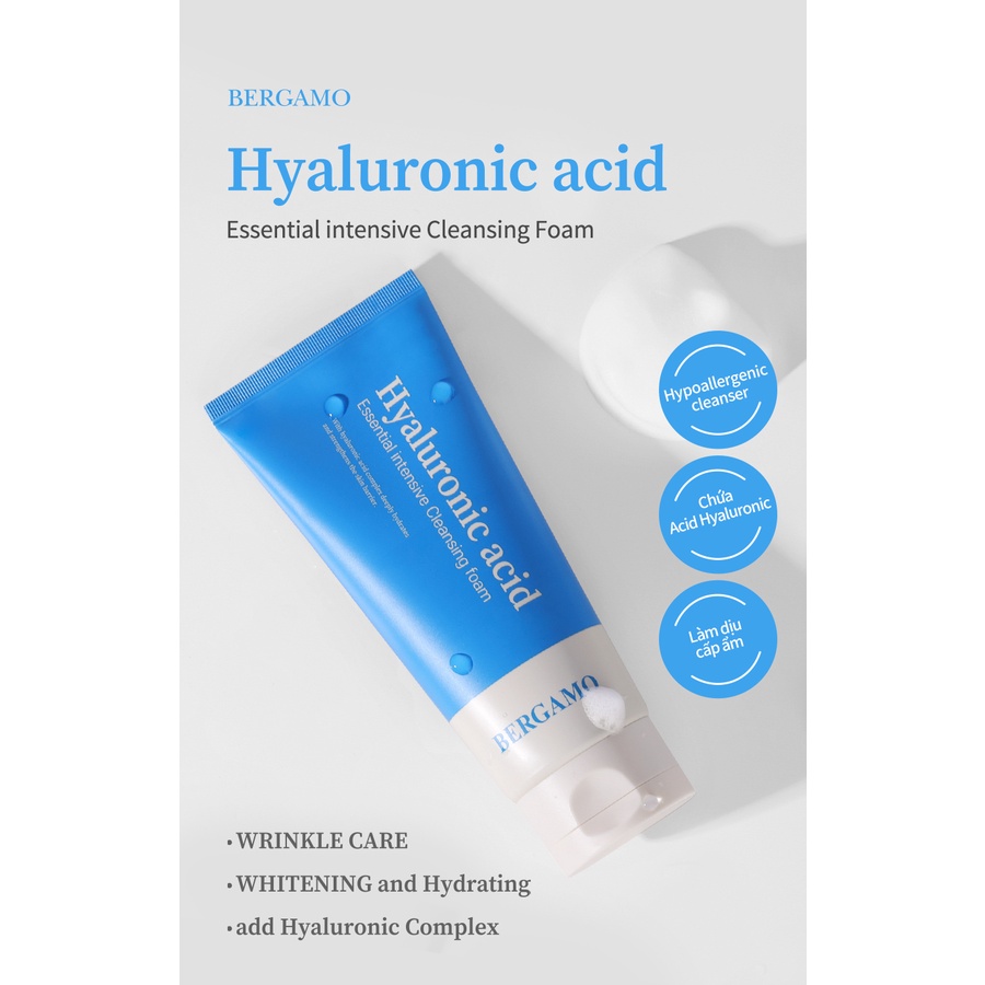 Sửa rửa mặt dưỡng ẩm chuyên sâu BERGAMO Hyaluronic Acid Essential 120ml