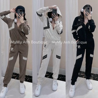 B319- bộ tăm nhung nữ khóa mũ sọc n.y