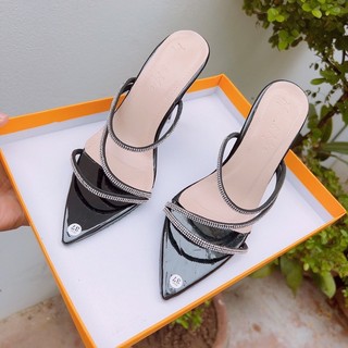 Dép cao gót quai mảnh đá chéo gót nhọn 9cm