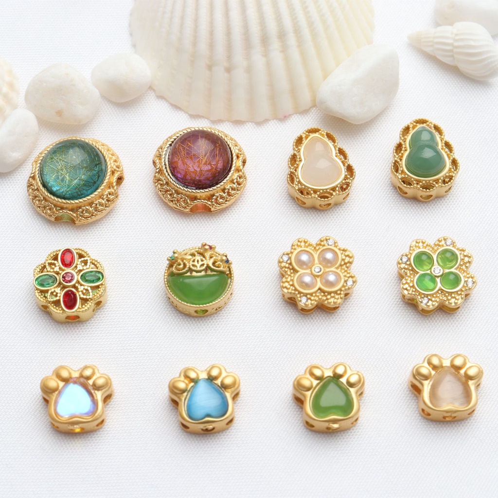 █diy゜14k●1 Gói 5 Hạt Xỏ Vòng Tay / Dây Chuyền Bằng Hạt Vàng Tinh Xảo diy