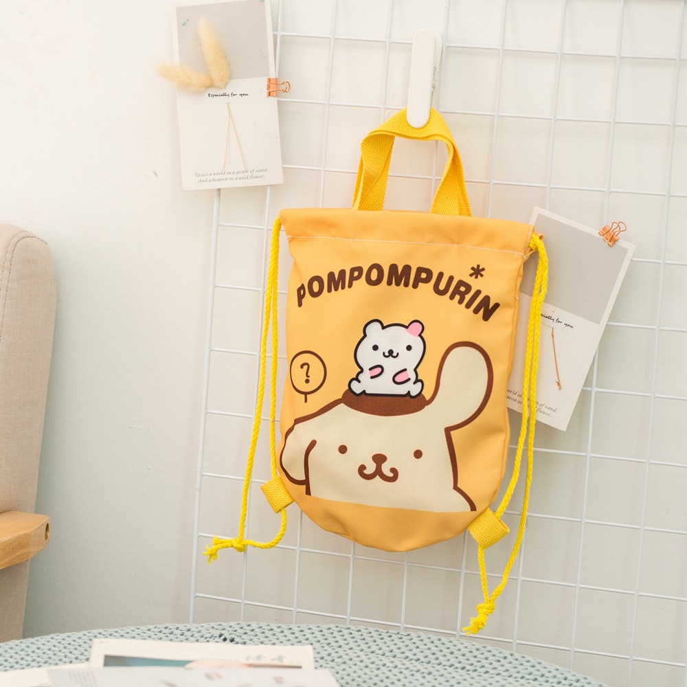 Túi Canvas Dây Rút Thân Thiện Với Môi Trường Họa Tiết Hoạt Hình Cho Bé