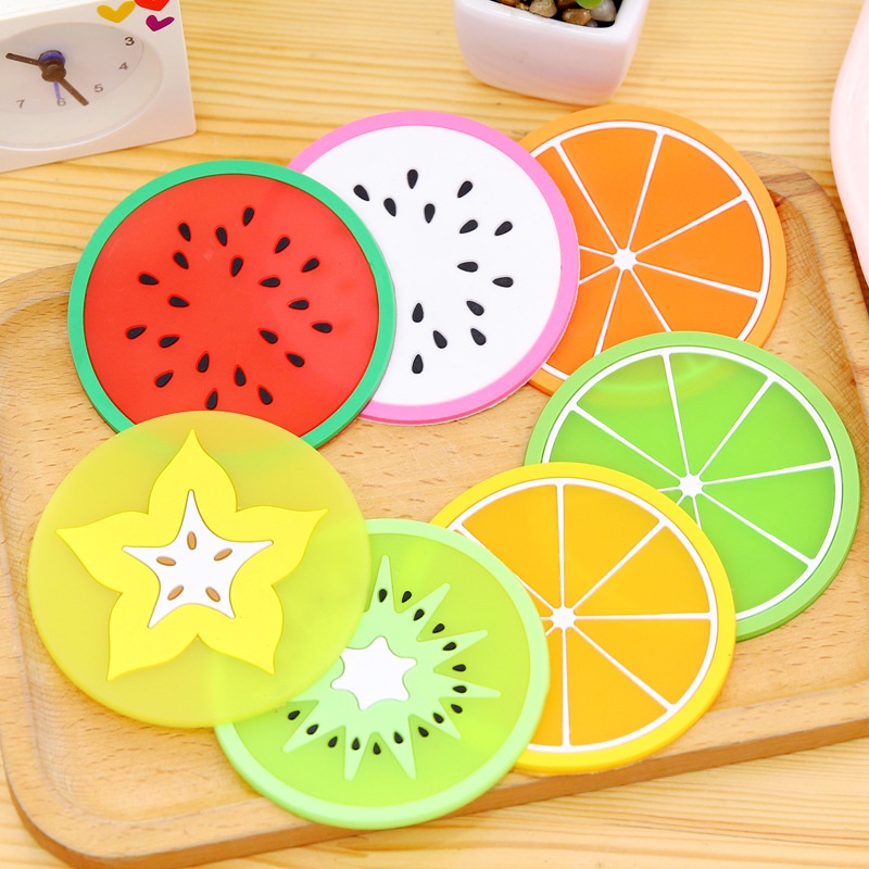 Miếng Lót Ly Mềm Chống Trượt Hình Trái Cây Sáng Tạo