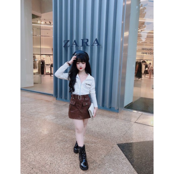 Sét  áo  +chân váy  da