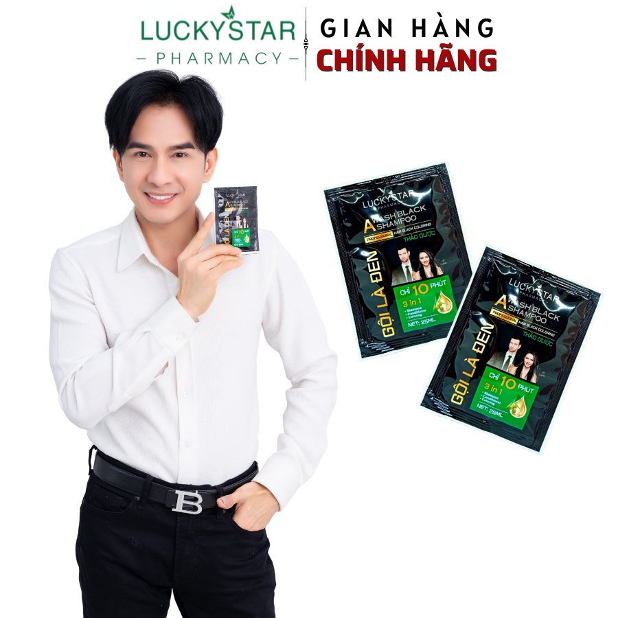 Gội Là Đen Phủ Bạc Thảo Dược Cao Cấp Lucky Star 25ml