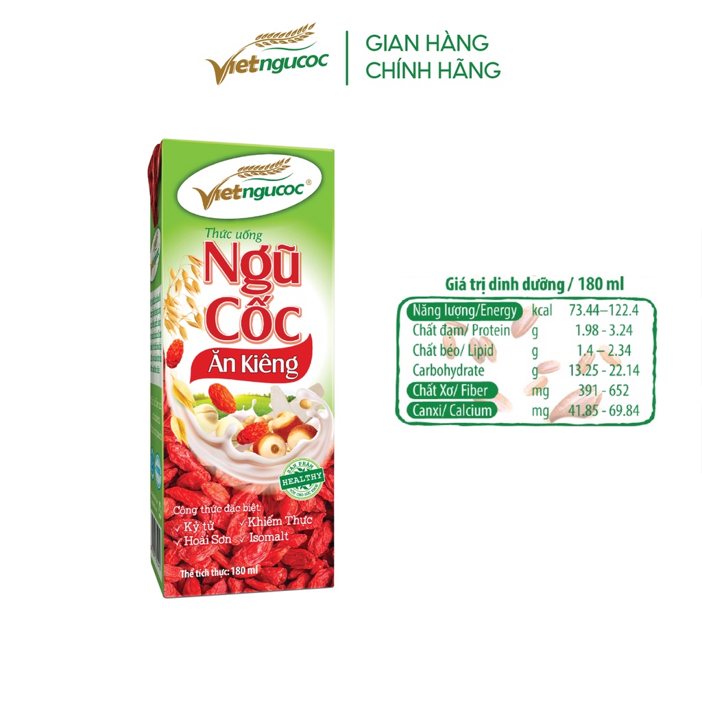 Combo 5 Lốc Sữa Ngũ Cốc Ăn Kiêng VIỆT NGŨ CỐC Uống Liền Thích Hợp Cho Người Ăn Kiêng Eat Clean 180ml/Hộp