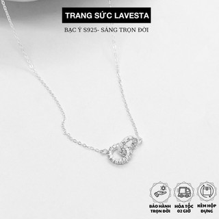 Dây chuyền bạc 925 Lavesta SUN157, Double Ring Necklace đính đá pha lê lấp lánh sang trọng
