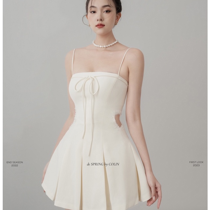 [COLIN CLOTHING] Jumpsuit 2 dây ngắn nữ khoét eo đính cườm pha lê tà xếp ly | BigBuy360 - bigbuy360.vn