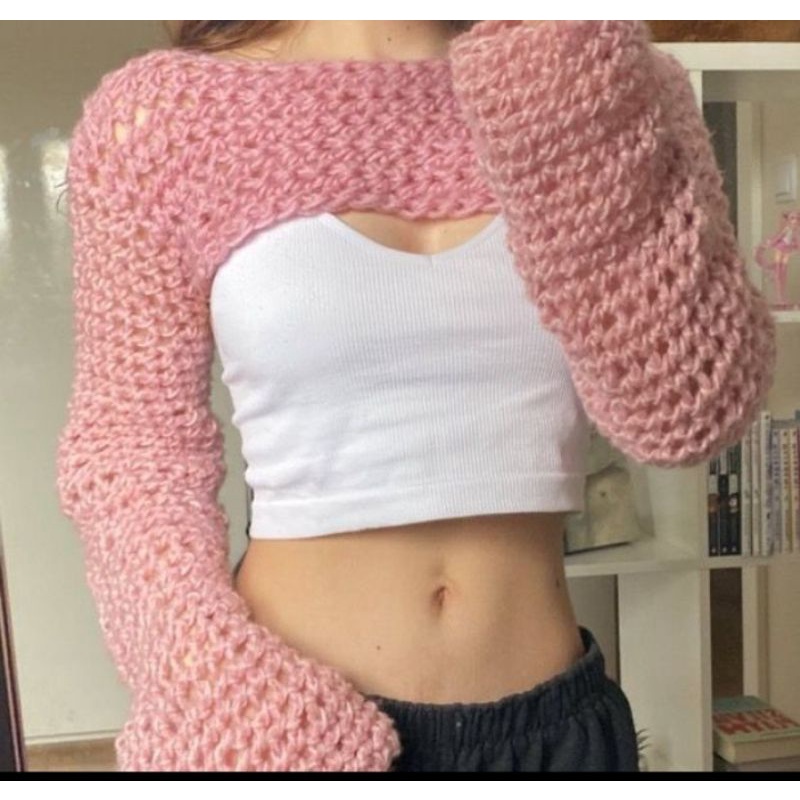 Áo lưới croptop dài tay