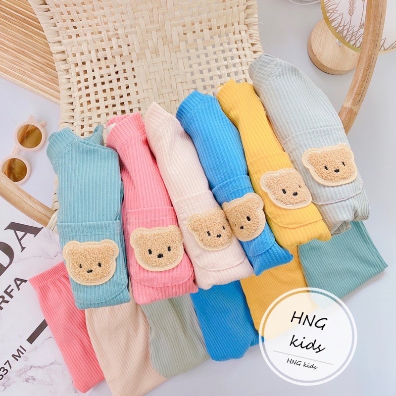 Bộ quần áo dài tay bé trai bé gái gân tăm D32