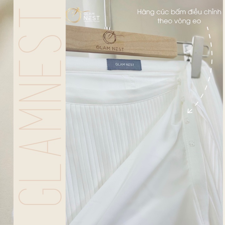 Chân Váy Bầu Dập Ly Dáng Ngắn 2 Màu Đen Trắng GLam Nest CV007