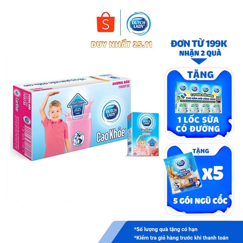 Thùng 48 Hộp Sữa Uống Dutch Lady Cô Gái Hà Lan Vị Dâu Cao Khỏe (48X110ml)