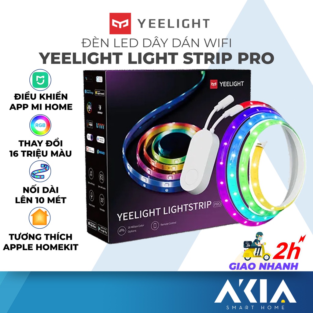 Đèn led dây Yeelight Lightstrip Pro bộ 2 mét dây dán, đổi 16 triệu màu, hỗ trợ Mi Home, HomeKit