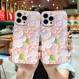 Ốp Điện Thoại TPU Mềm Vẽ Hoa Sơn Dầu Cho iPhone 14 13 12 11 Pro Max 12Pro 13Pro 14Pro 14Plus