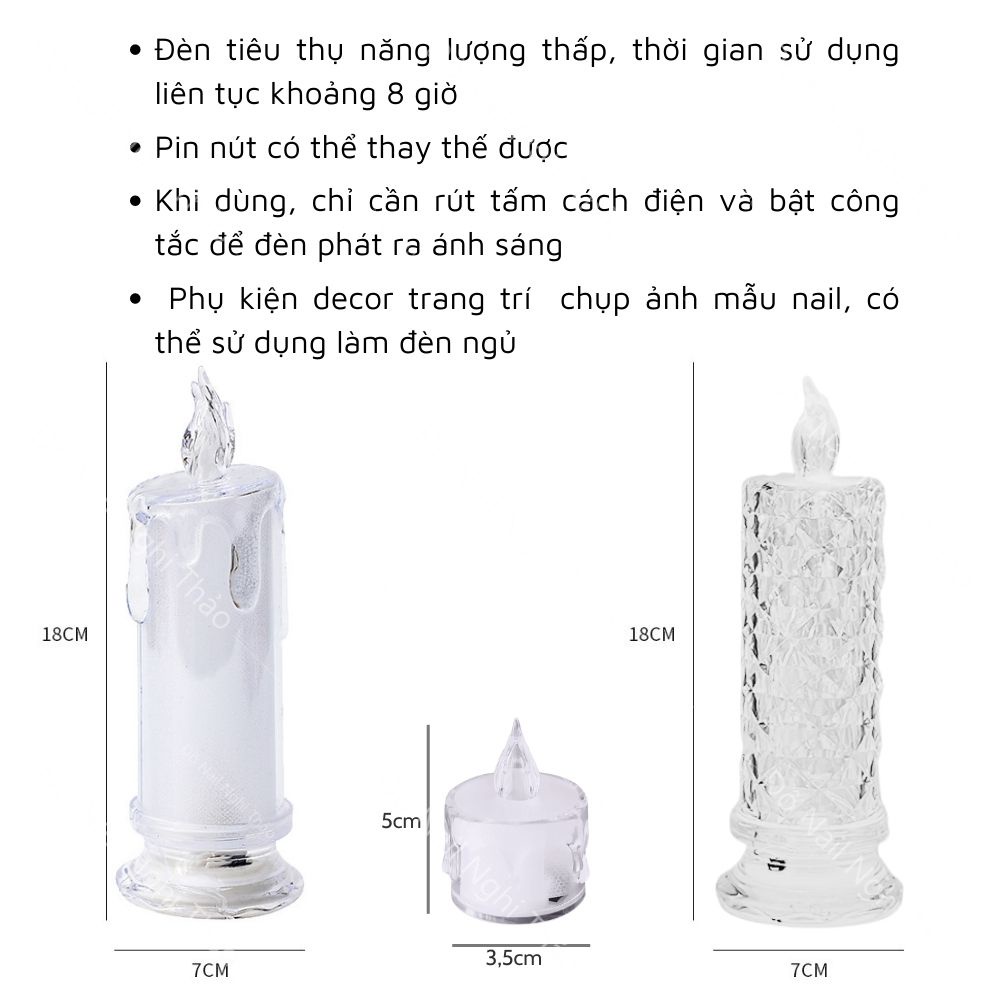 Nến điện tử decor chụp ảnh nail NGHI THẢO