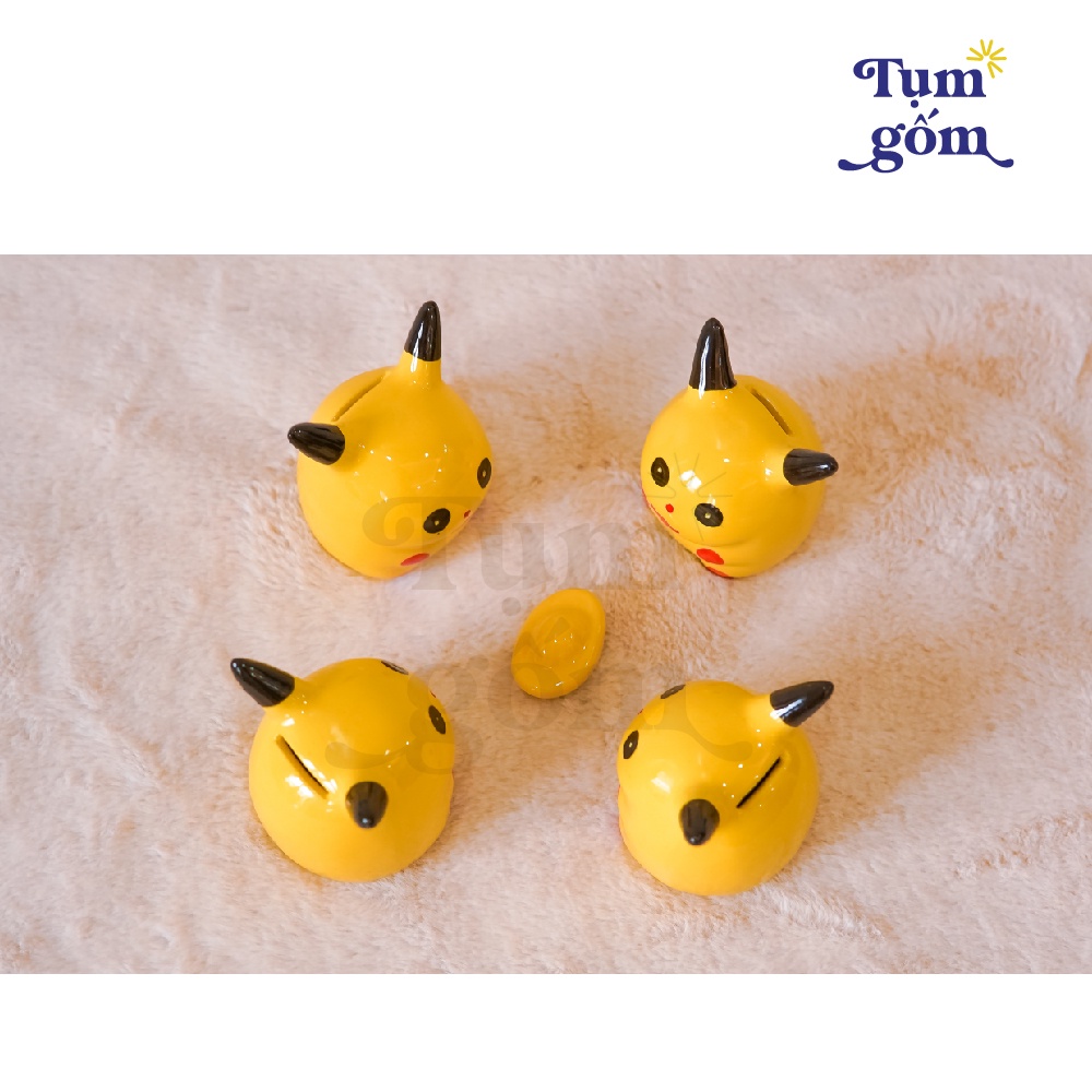 Ống tiết kiệm Bát Tràng hình Pikachu, Ống tiết kiệm cho bé dễ thương, đáng yêu.
