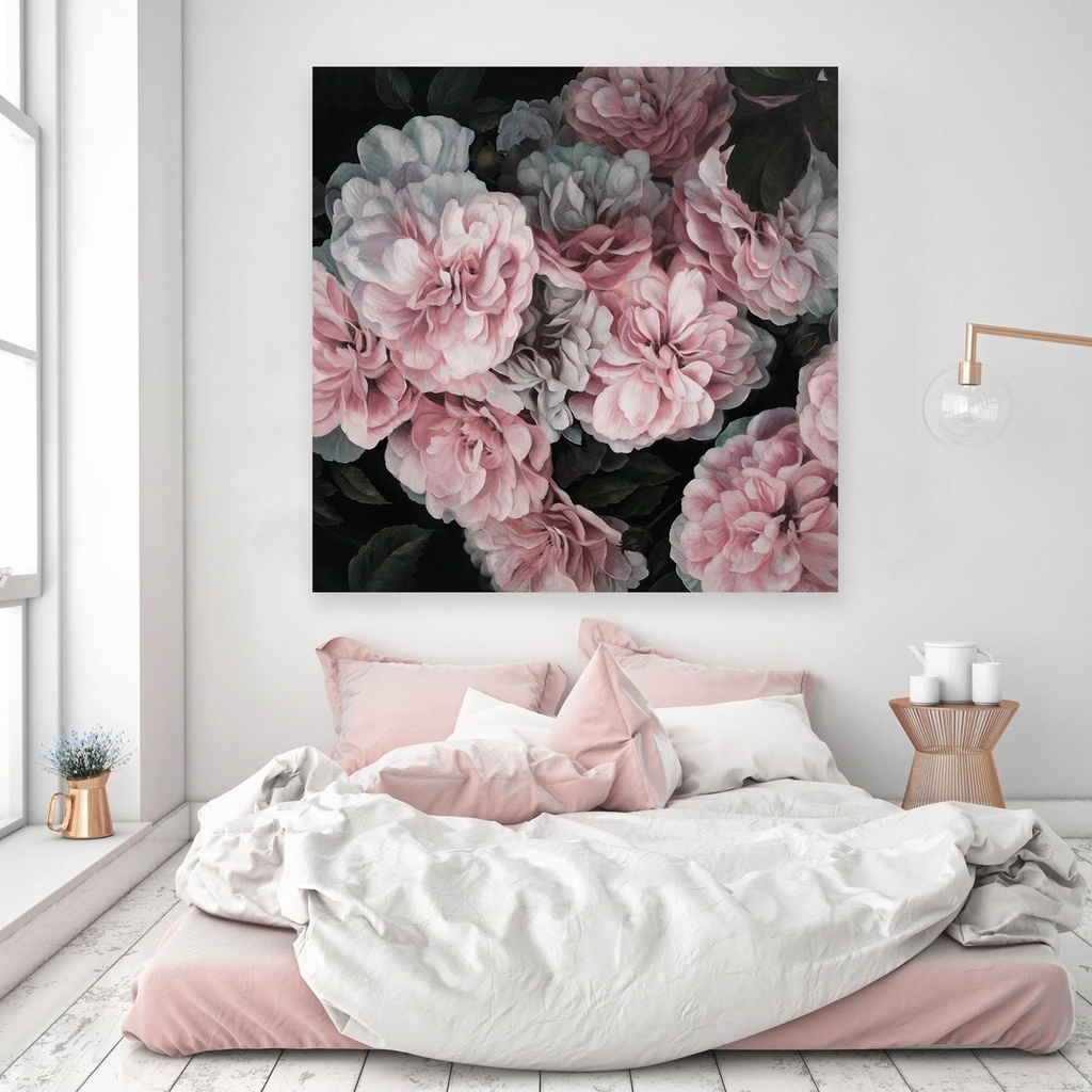 Tranh canvas treo tường peony hồng khổ vuông - 60 x 60 cm