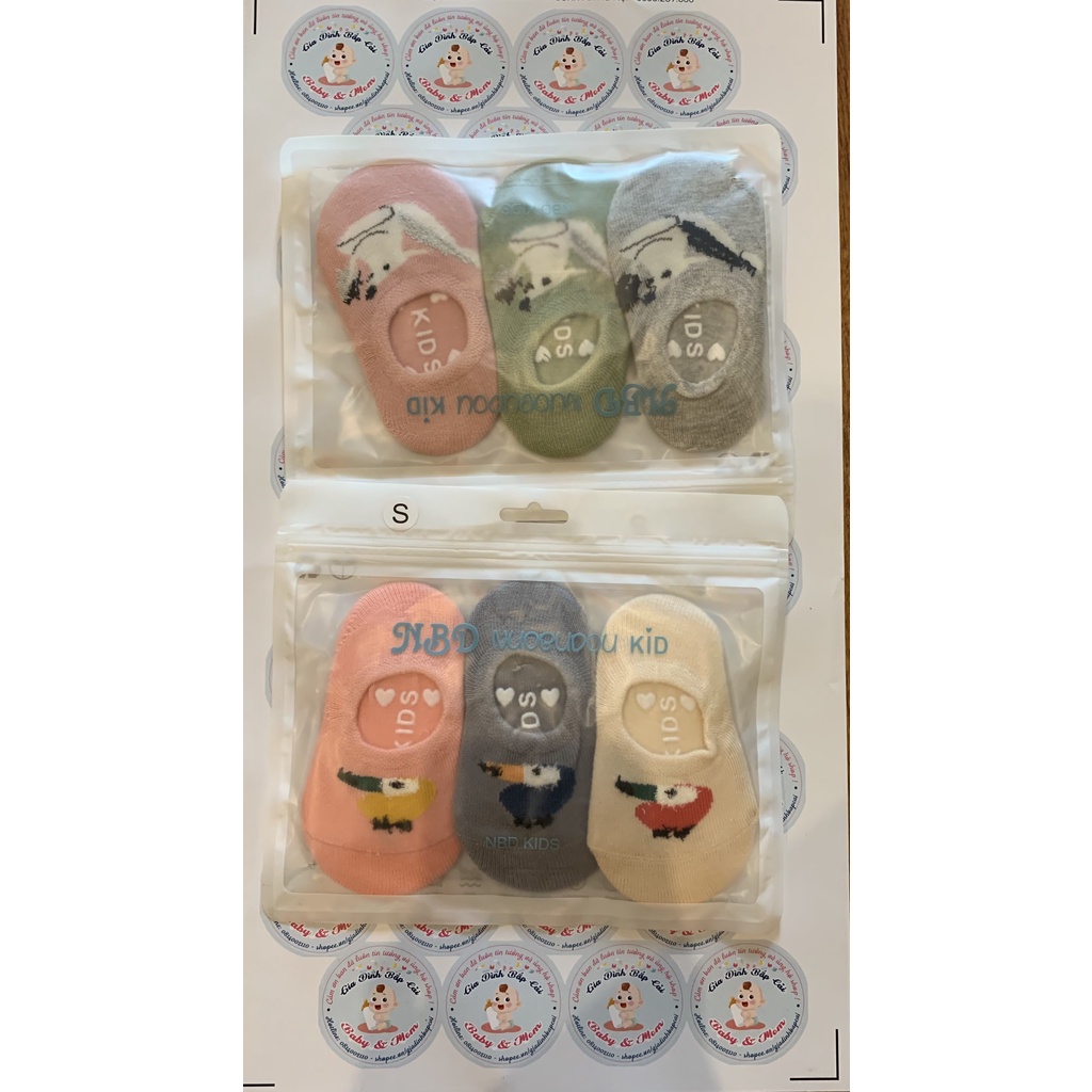 Set 3 đôi tất chống trơn trượt NBD Moubudou Kid cho bé từ