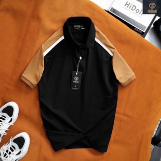 Áo polo nam đen phối tay pabako chỉ 1 màu và 4 size m l xl 2xl