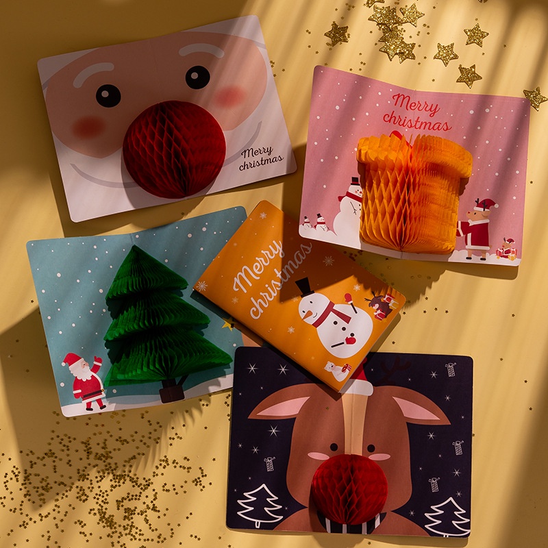 Thiệp 3D Giáng sinh BST số 1 Merry Christmas 5 mẫu Handmade quà tặng Noel 10,5x16cm siêu đẹp, xinh xắn đáng yêu