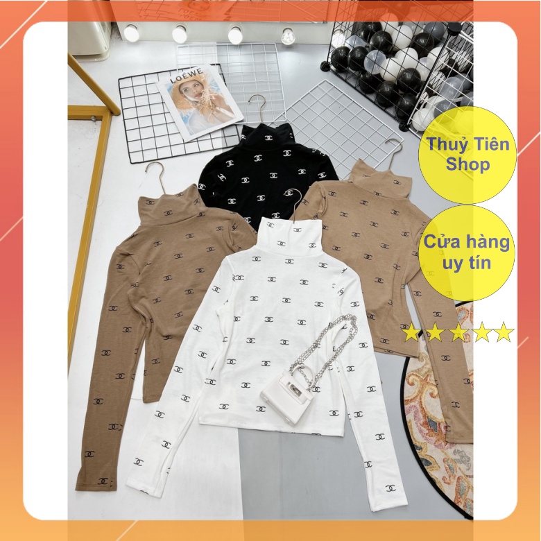 Áo thun tăm cổ lọ thêu chữ Mã 1111