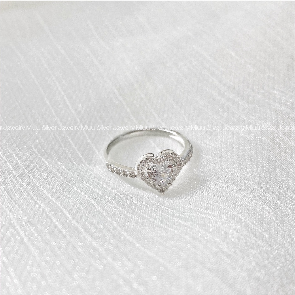 Nhẫn bạc nữ trái tim đá Miuu Silver, nhẫn thời trang quà tặng sinh nhật, kỉ niệm