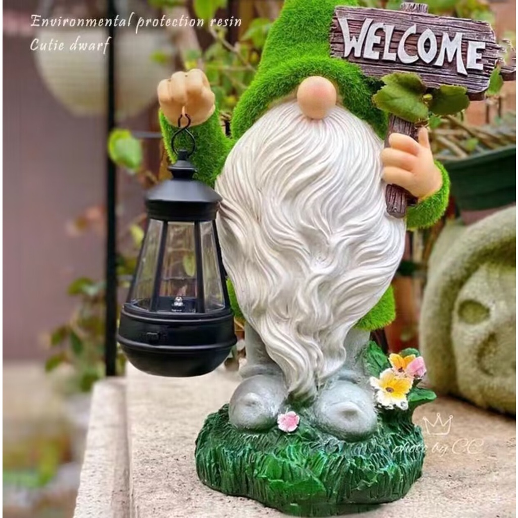 Mô Hình Chú lùn Xách đèn Hấp thụ năng lượng mặt trời Trang Trí Sân Vườn Giáng sinh