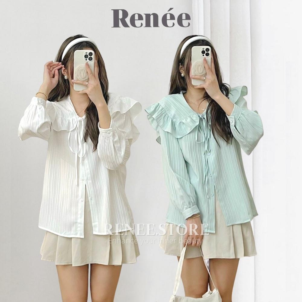 Áo sơ mi nữ cổ bèo, áo kiểu dài tay cổ thuỷ thủ thắt nơ chất vải gân siêu xinh - AS21