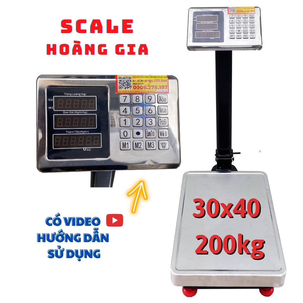 Cân bàn điện tử 200kg 30×40 cm Đầu Cân Tính Tiền – Khung sắt tĩnh điện