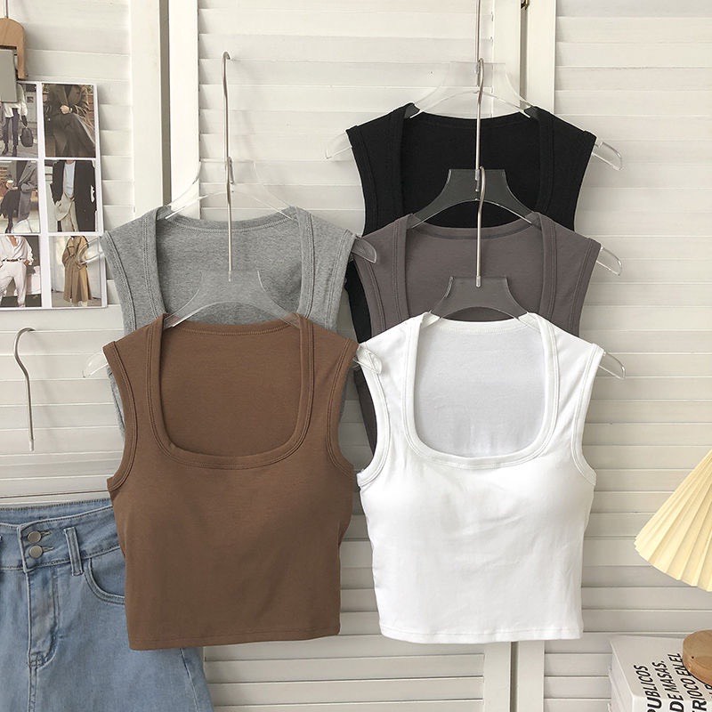 Áo Ba lỗ Cổ Vuông Có Đệm Ngực Tông Màu Nhẹ Tôn Dáng 310