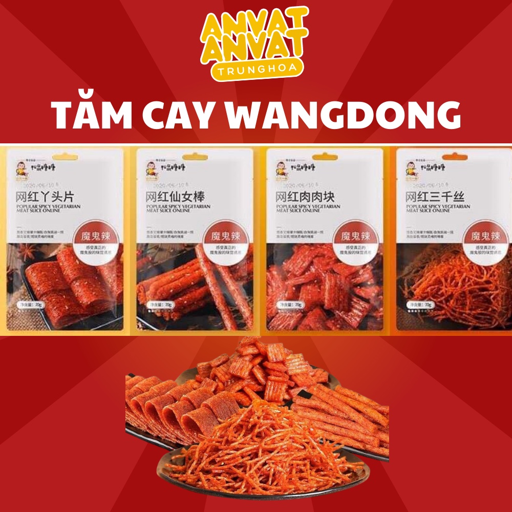 Tăm Cay WangDong (4Vị) 4 Gói Lớn - 280gr Cay Cay Wanghong Tăm Cay Wanghong