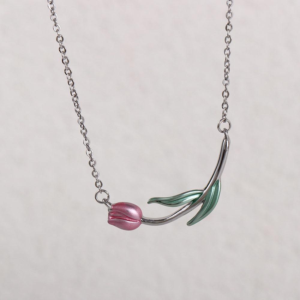 Vòng Cổ Choker Mặt Hoa Tulip Đơn Giản Ngọt Ngào Phong Cách Hàn Quốc Cho Nữ