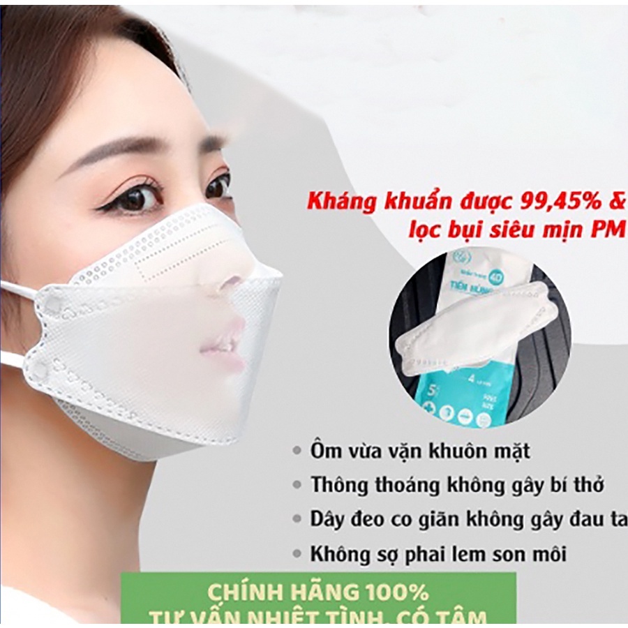 Set 10 - khẩu trang 4 lớp KF94 kháng khuẩn cực tốt lên đến 99,45% và lọc bụi siêu mịn PM