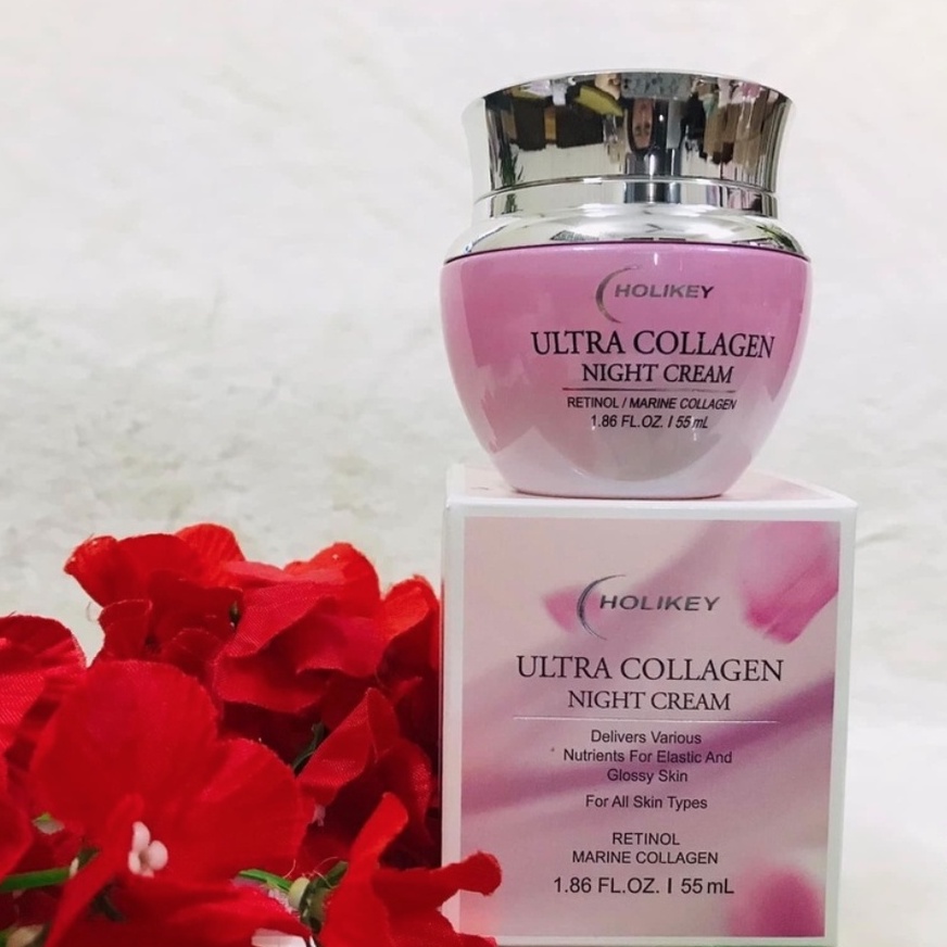 Kem dưỡng đêm HOLIKEY Ultra Collagen Night Cream chức năng kép tái sinh tế bào gốc, trắng da PL080